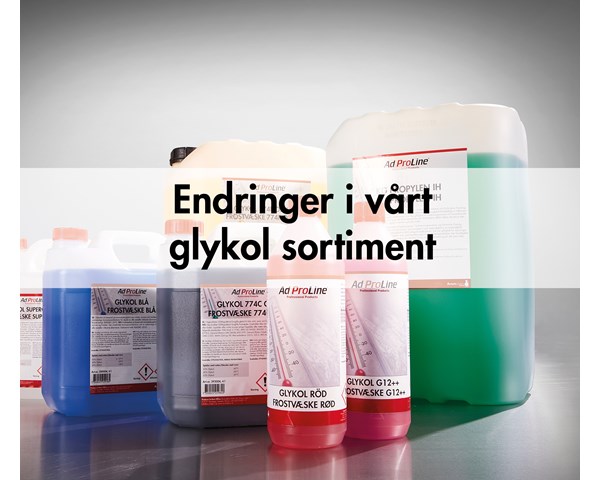 Endringer i vårt glykol sortiment