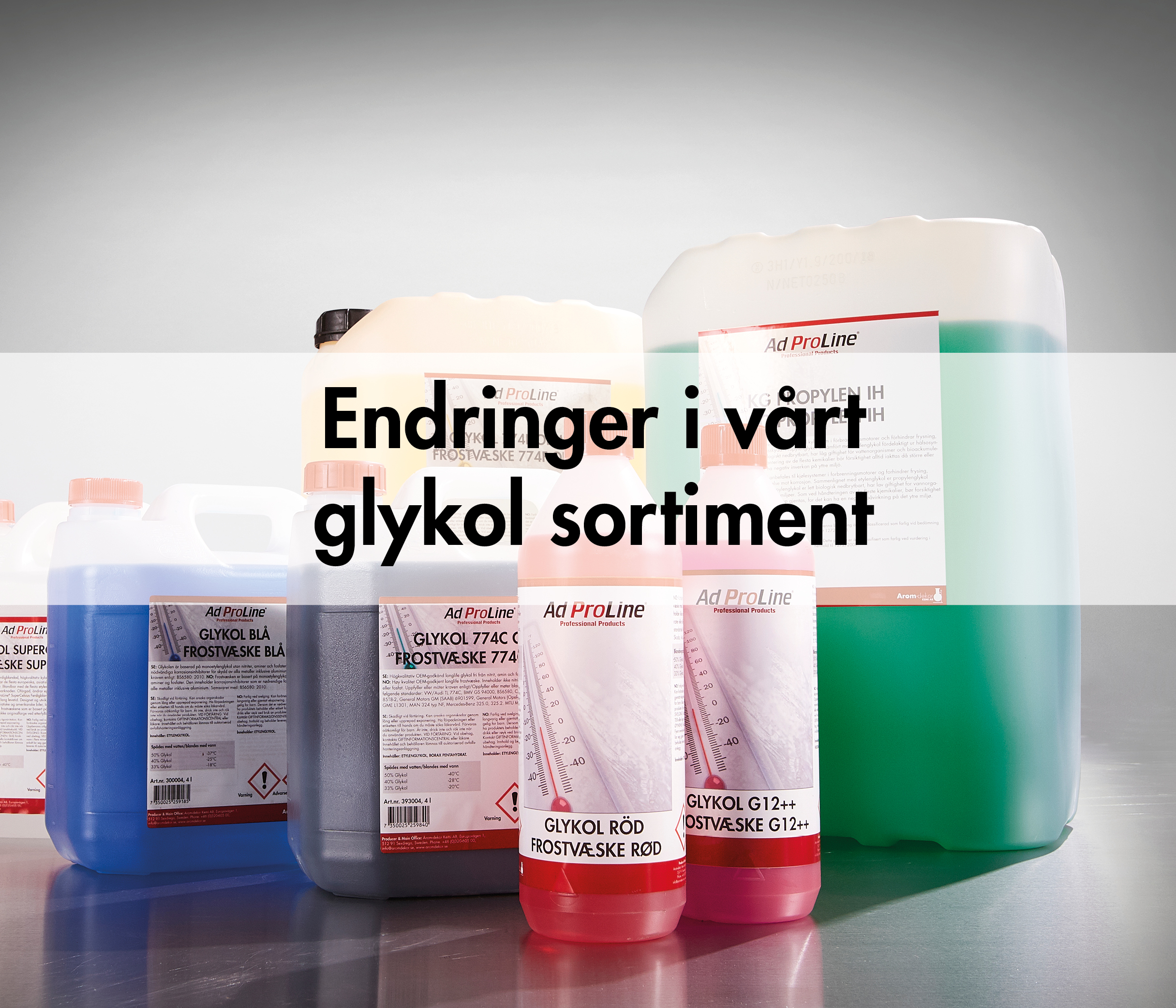 Endringer i vårt glykol sortiment